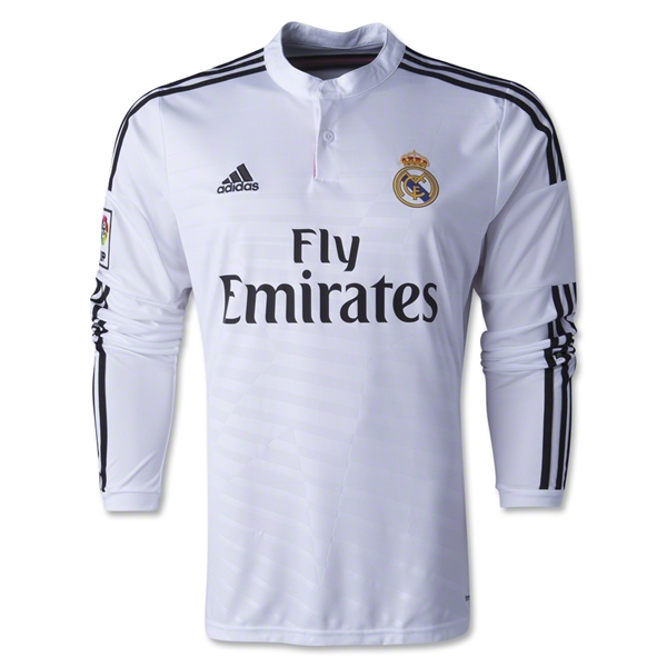 2014-15 Real Madrid Retro Long Sleeve Home Kit Soccer Jersey